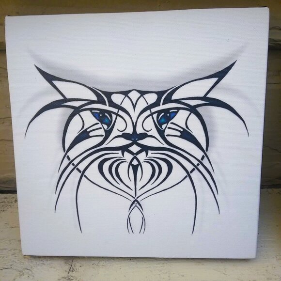 Tribal Cats (3 Panels) Original Art Giclee Canvas Wrap Prints - Picture 6 of 9